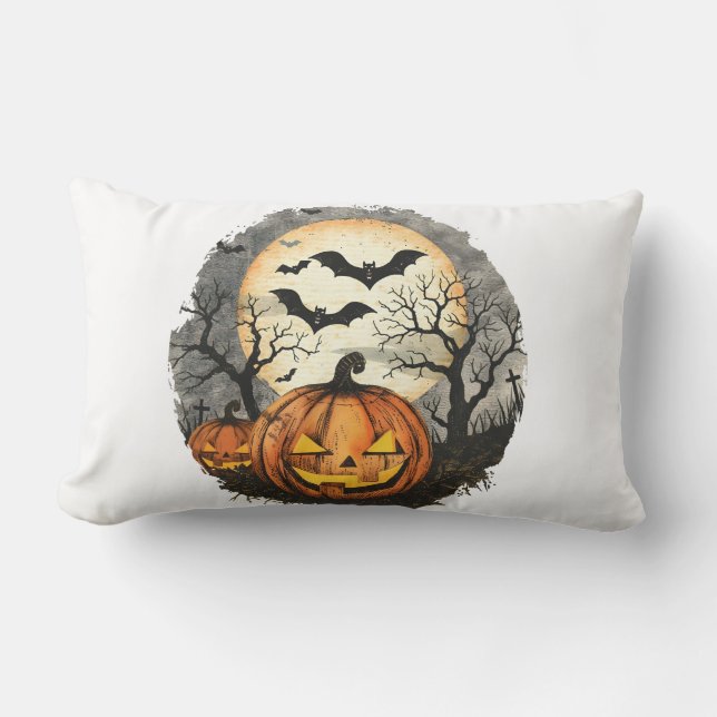 Oreiller de lancer de citrouille d'Halloween – Déc (Recto)