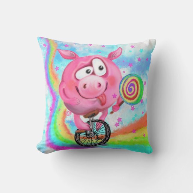 Oreiller de lancer en forme de cochon acrobate (Recto)