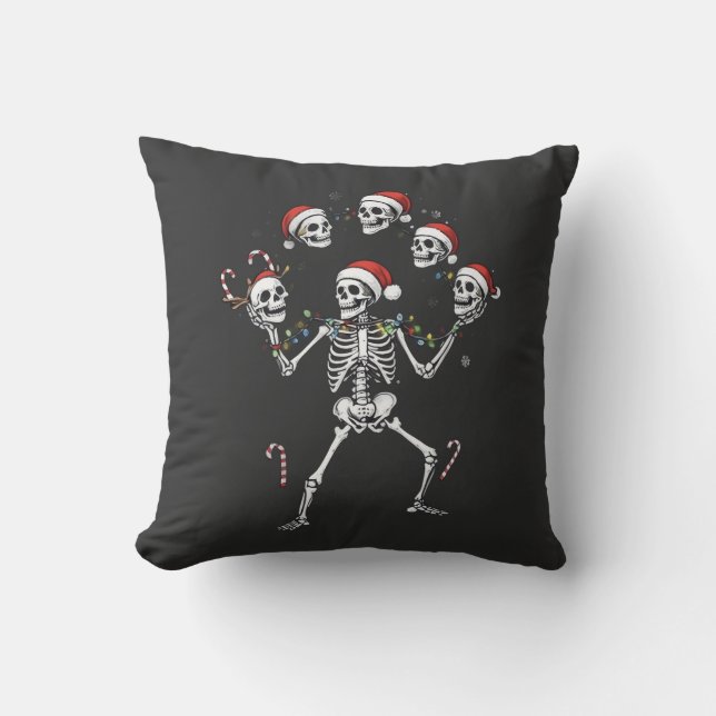 Oreiller de lancer squelette jonglant joyeux (Recto)