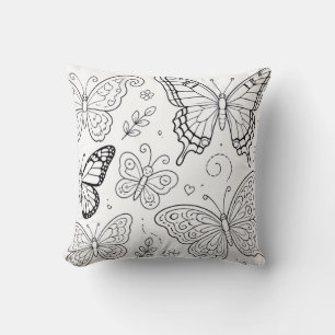 Oreiller de livre de coloriage de papillon
