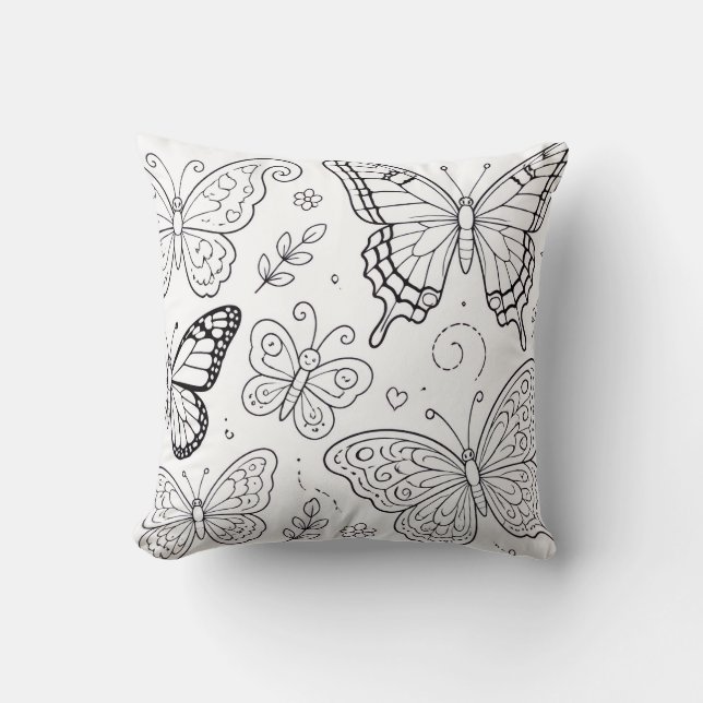 Oreiller de livre de coloriage de papillon (Recto)