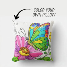 Oreiller de livre de coloriage de papillon