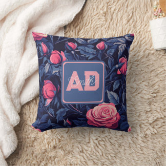 Oreiller de luxe à rose initiale unique