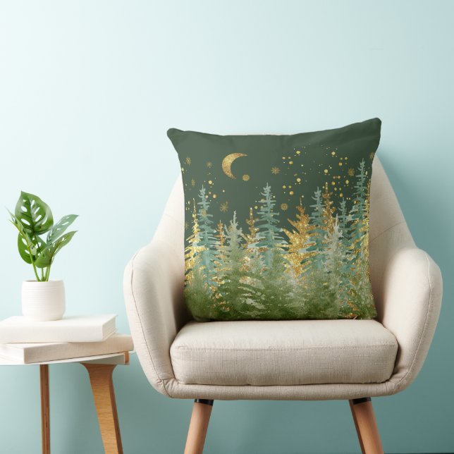 Oreiller de luxe accent vert émeraude forêt (Chaise)