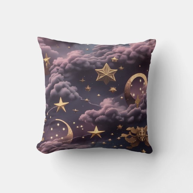 Oreiller de Luxe – Lune Céleste au Plum Fumé (Recto)