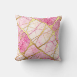 Oreiller de luxe moderne en marbre rose chaud et o