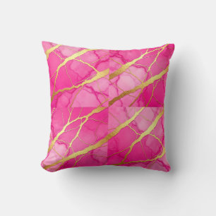 Oreiller de luxe moderne en marbre rose chaud et o