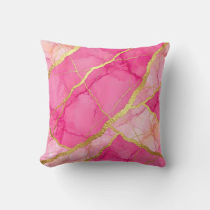 Oreiller de luxe moderne en marbre rose chaud et o