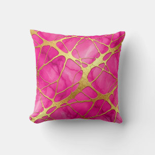 Oreiller de luxe moderne en marbre rose chaud et o