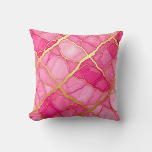Oreiller de luxe moderne en marbre rose chaud et o