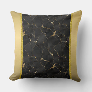 Oreiller de luxe noir et or marbré