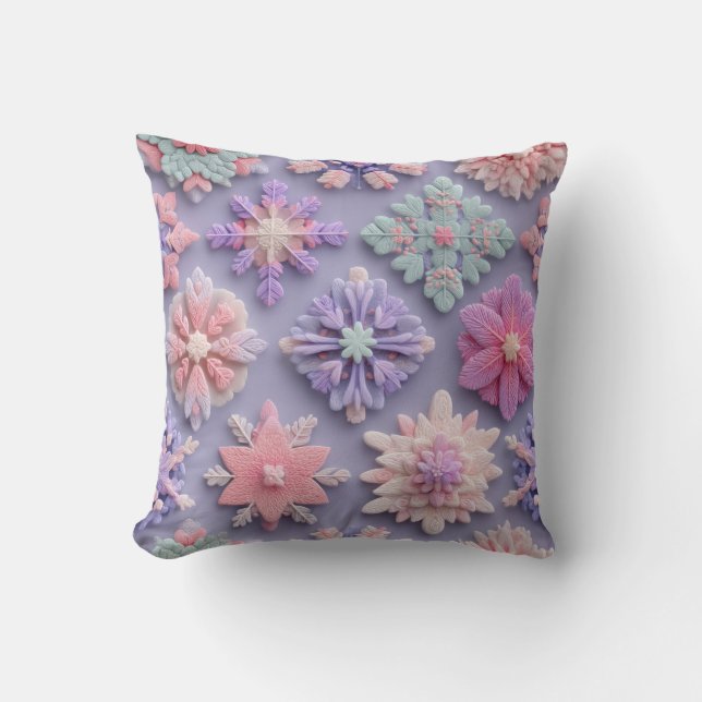 Oreiller de luxe pastel flocon de neige floral jet (Recto)