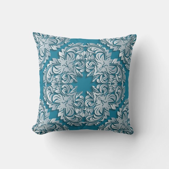 Oreiller de luxe réversible de créateur bleu (Recto)