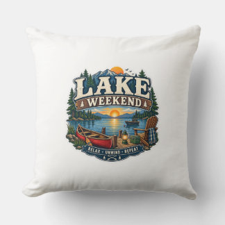 Oreiller de maison de lac vintage Lake Weekend