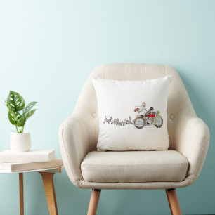 Oreiller de mariage de mariés à moto