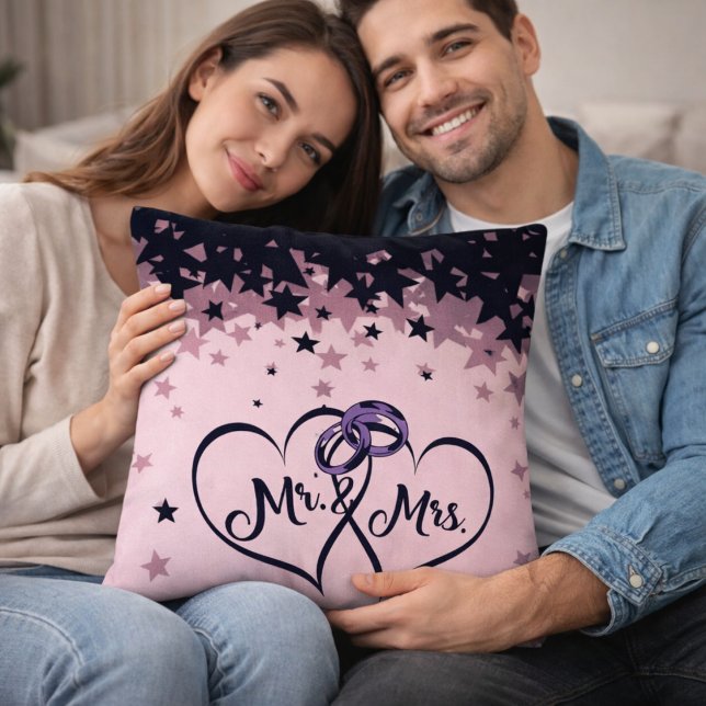 Oreiller de mariage Mr et Mrs avec fond étoilé (Créateur téléchargé)