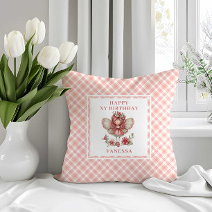 Oreiller de naissance artistique fille fuchsia flo
