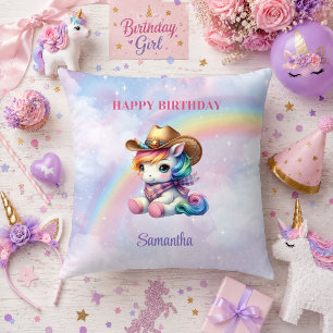 Oreiller de naissance fille licorne rose violet De