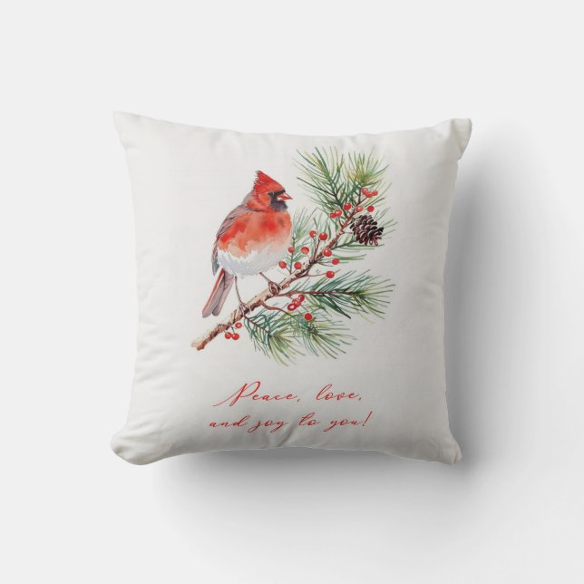 Oreiller de Noël au Cardinal Rouge (Recto)