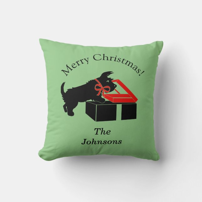 Oreiller de Noël au chien Scottie décoratif (Recto)
