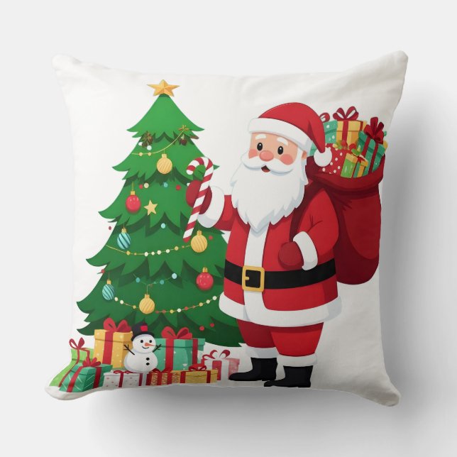 Oreiller de Noël avec le Père Noël et l'arbre (Recto)