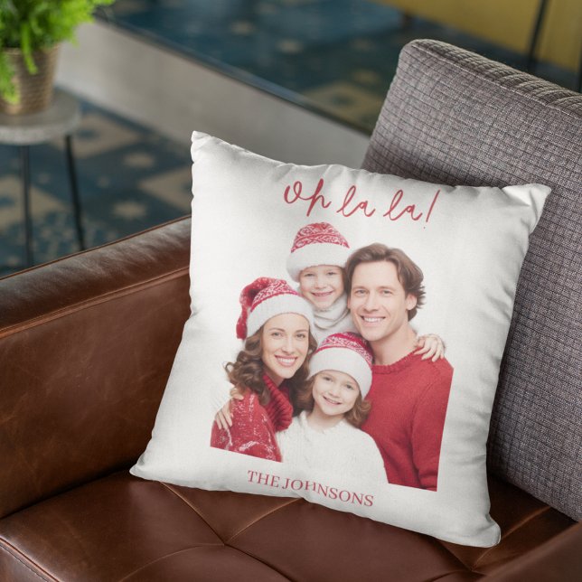 Oreiller de Noël avec photo et nom de famille pers (Créateur téléchargé)