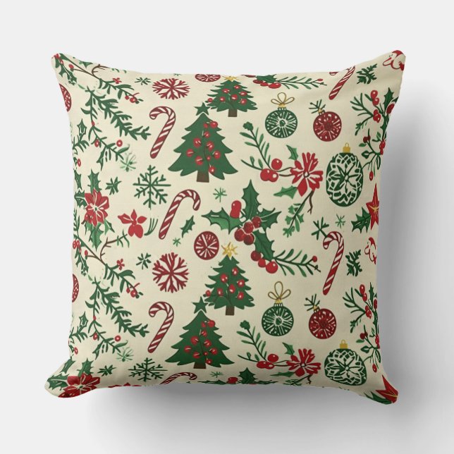 Oreiller de Noël bleu vintage (Recto)