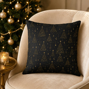 Oreiller de Noël Céleste Noir Or