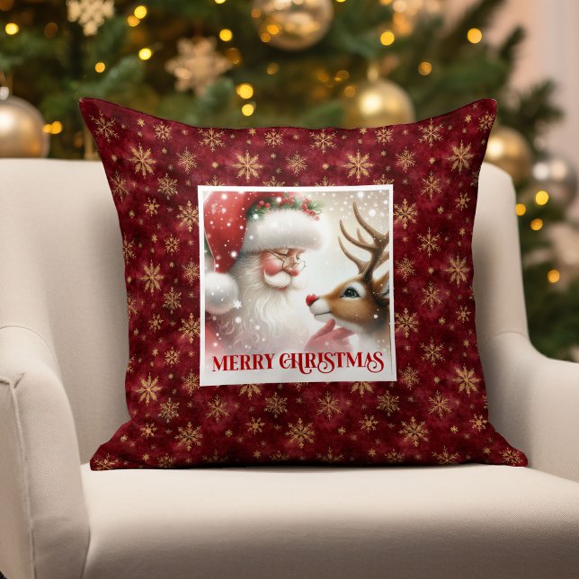 Oreiller de Noël classique Santa Rudolph Christmas (Classic Santa Rudolph Holiday Pillow Christmas Decor

)