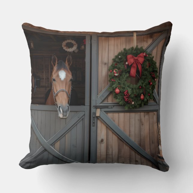 Oreiller de Noël de manège équestre (Recto)