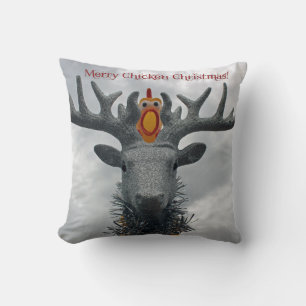 Oreiller de Noël drôle de poulet joyeux !