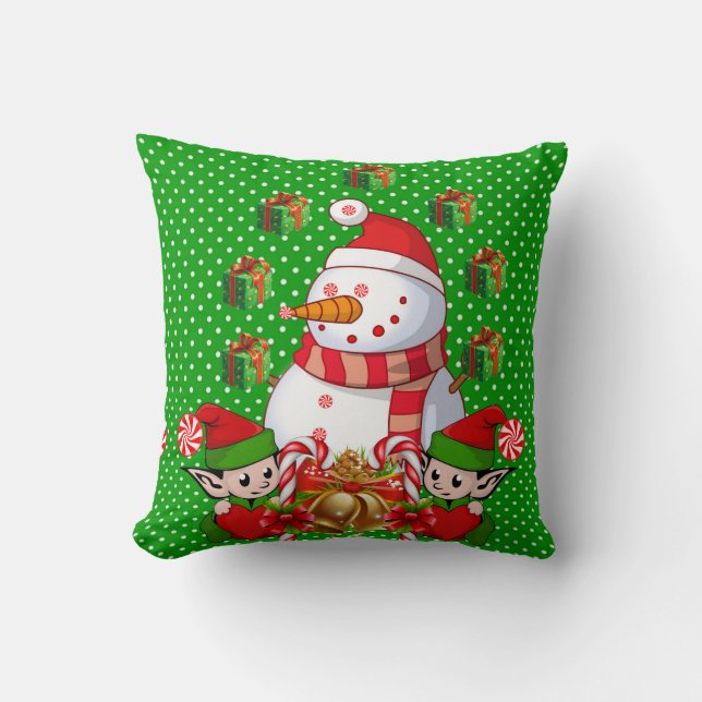 Oreiller de Noël, Elfe Bonhomme de Neige (Recto)