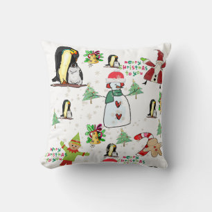 Oreiller de Noël, Elfe de Neige Penguin Père Noël