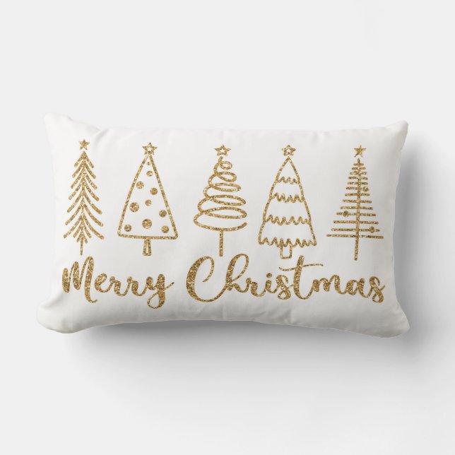 Oreiller de Noël en forme d'arbre de Noël doré (Recto)