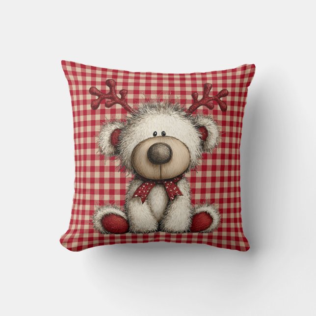 Oreiller de Noël en forme d'ours en peluche (Recto)