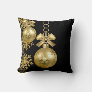 Oreiller de Noël jeté, Boules Dorées