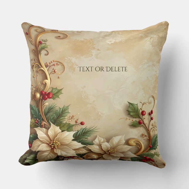 Oreiller de Noël jeté floral de vacances (Recto)
