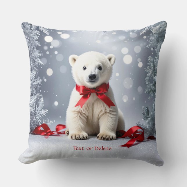 Oreiller de Noël ours polaire de fête (Recto)