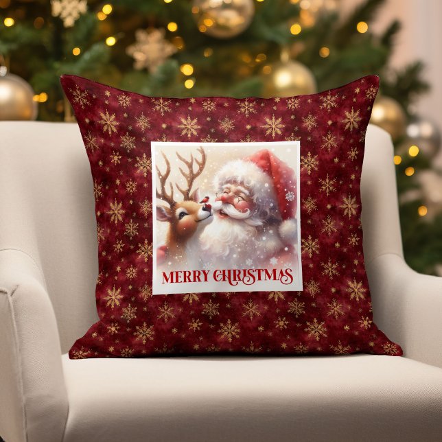 Oreiller de Noël Santa Rudolph Design Classique Mi (Santa Rudolph Christmas Pillow Cute Classic Design)