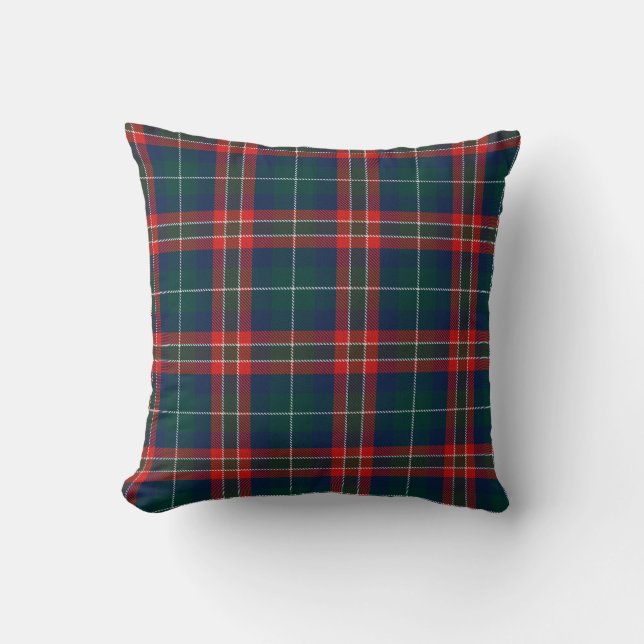 Oreiller de Noël tartan rouge bleu vert (Recto)