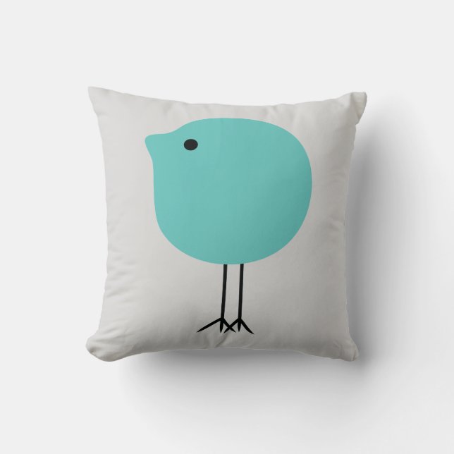 Oreiller de nurserie moderne Turquoise et Gris pou (Recto)