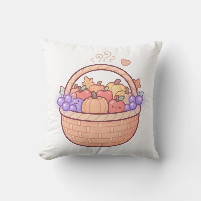 Oreiller de panier de récolte de pixels mignon (Recto)