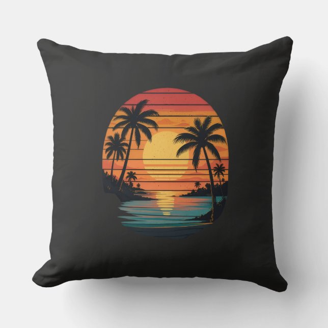 Oreiller de plage au coucher de soleil tropical (Recto)