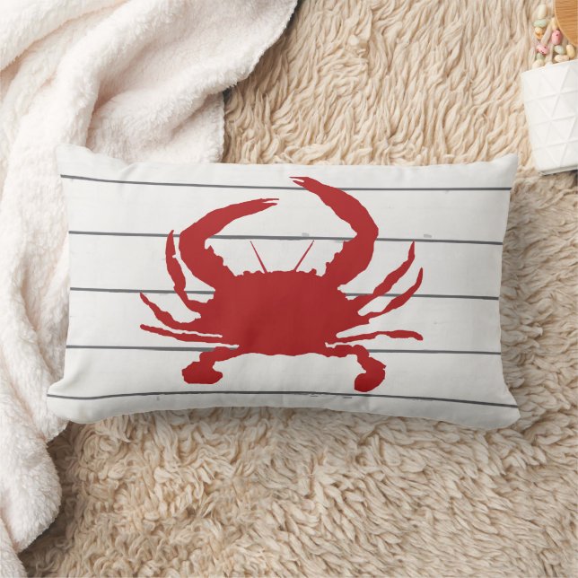 Oreiller de plage en lambris silhouette de crabe r (Couverture)