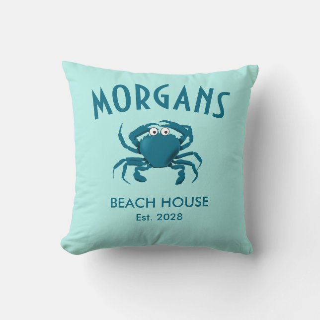 Oreiller de plage personnalisé Blue Crab Beach (Recto)
