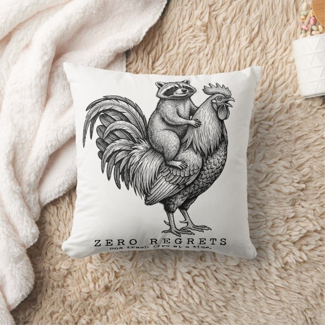 Oreiller de poulet coq drôle sans regrets (Couverture)