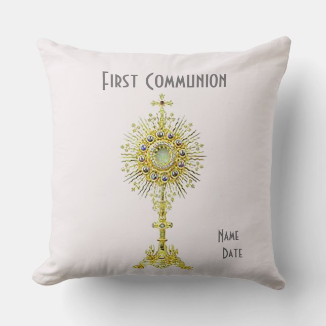 Oreiller de première communion rose 16 po x 16 po (Recto)