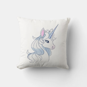Oreiller de profil de licorne blanche majestueuse