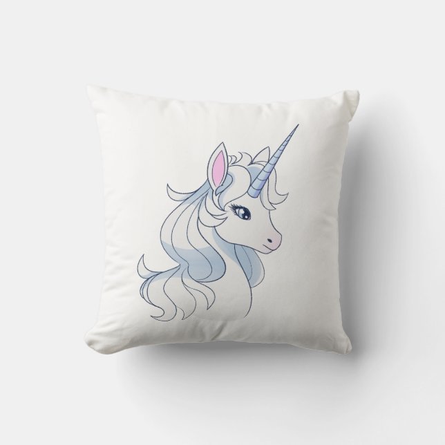 Oreiller de profil de licorne blanche majestueuse (Recto)