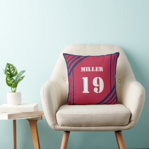 Oreiller de sport inspiré du bleu royal et du roug
